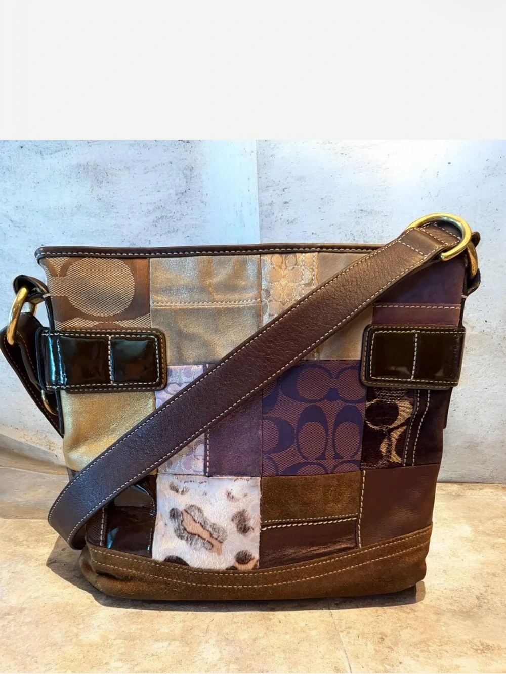 Vintage Coach Patchwork Leather   Crossbody/Shoulder Bag K05S-3573